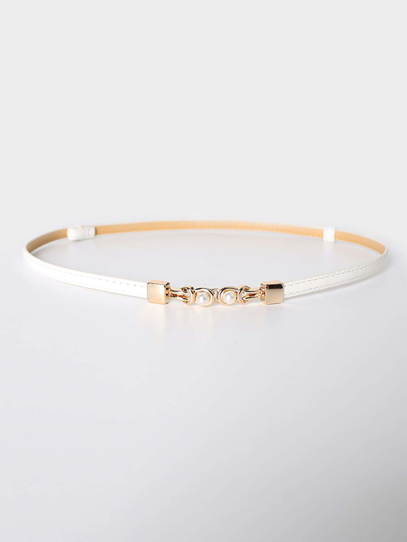 Elegant 1pc Women's Adjustable White Skinny Waist Belt | SHEIN