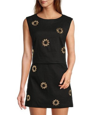 Antonio Melani Coordinating Madelyn Linen Blend Bateau Neckline Shell Embellished Blouse | Dillar... | Dillard's