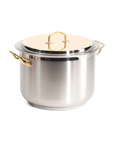 Made In Italy 18.5qt Stainless Steel Gold Plated Stock Pot | TJ Maxx