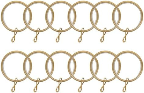 TWOPAGES 12 Pack Curtain Rings with Eyelets, 1.5 Inch Gold Drapery Rings | Amazon (US)