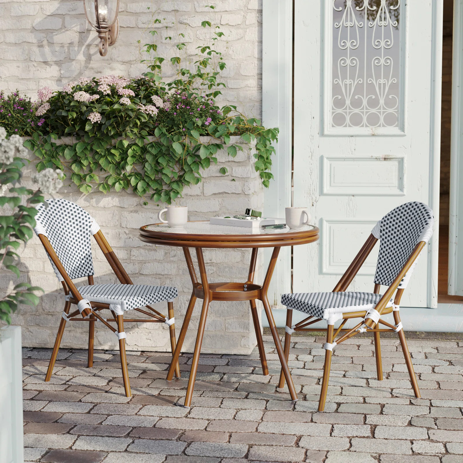 Beachcrest Home Rylan Indoor/Outdoor Commercial Bistro Set with Table and Two Chairs - Wayfair Ca... | Wayfair North America