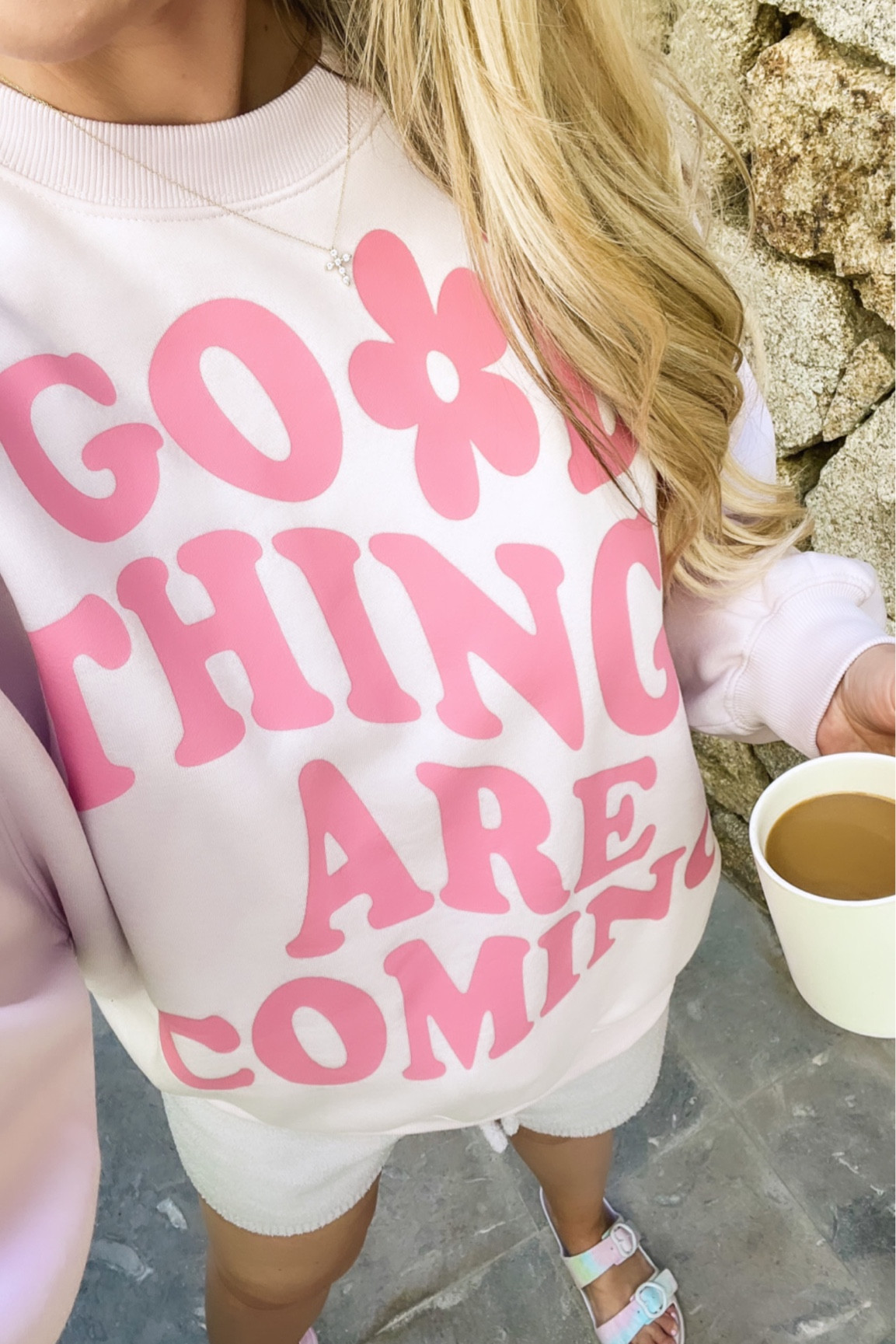 Good things are coming sweatshirt! ☀️💗 wearing size medium for more oversized fit! Love how soft and comfortable it is! 

#LTKtravel