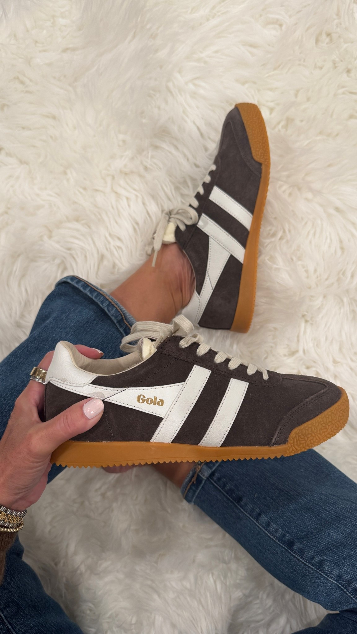 A classic sneaker to give your fall outfit a sporty touch. Soft brown suede upper, gum sole, retro feel. 
 Gola Elan sneaker in mocha.
kimbentley. Sneaker shoe

#LTKGiftGuide #LTKShoeCrush #LTKSeasonal