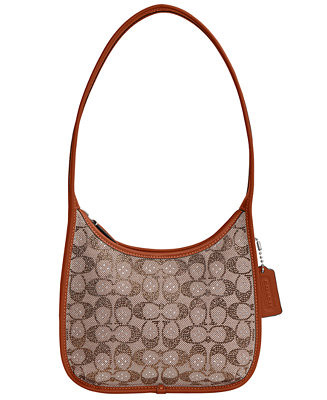 COACH Originals Curve Zip Crystal Signature Jacquard Shoulder Bag - Macy's | Macy's
