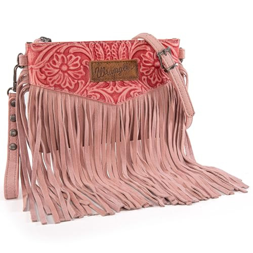 Wrangler Clutch Wristlet Fringe Purse Western Crossbody Bags for Women WG63-181Peach | Amazon (US)