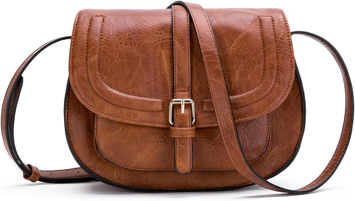 AFKOMST Crossbody Bags for Women,Small Saddle Purse and Boho Cross Body Handbags,Vegan Leather | Amazon (US)