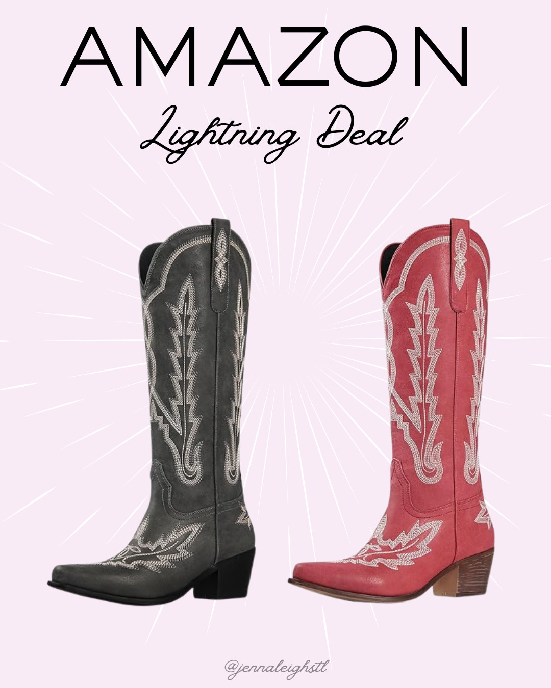 Country concert ready. Amazon lightning deal, 20% off these knee high cowgirl boots with classic embroidery and a chunky heel. Such a fun statement boot for concerts, festivals, and summer outfits. 

 #LTKSeasonal #LTKSaleAlert #LTKMidsize
