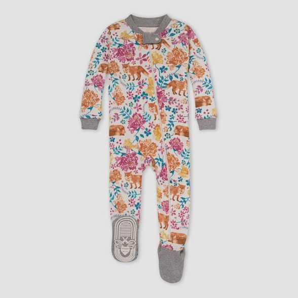 Burt's Bees Baby® Baby Girls' Fox Snug Fit Footed Pajama - Heather Gray | Target