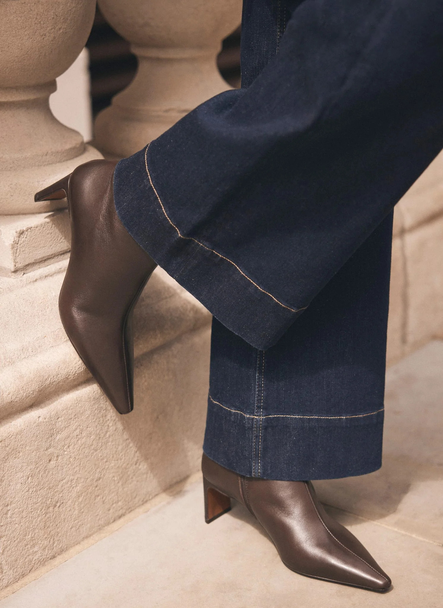 Macy Brown Heeled Ankle Boots | Mint Velvet