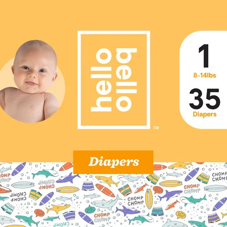 Hello Bello Diapers Jumbo Pack - Beach Bums - Size 1 (35ct) | Walmart (US)