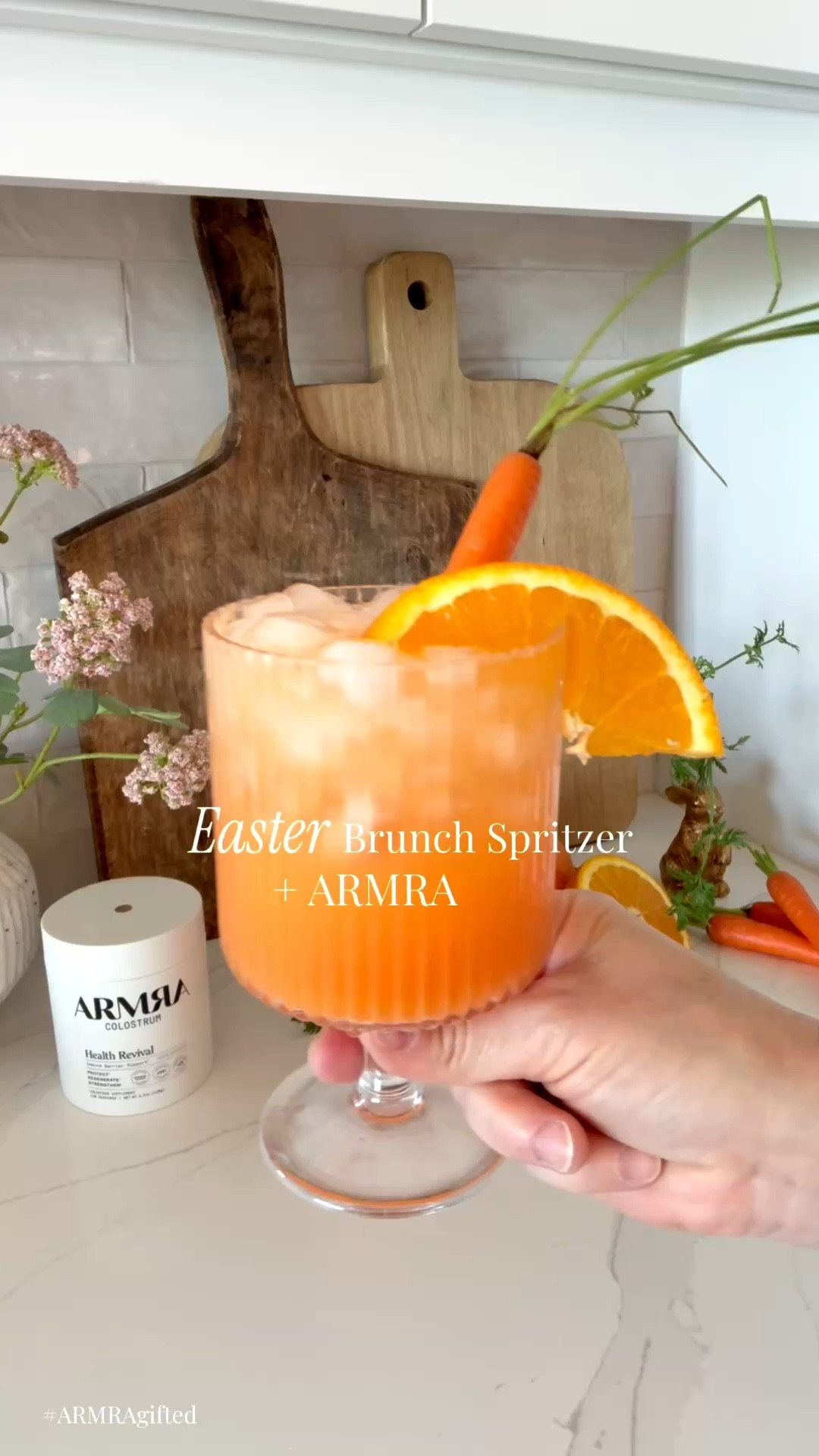 Let’s make an Easter Spritz! 🥕🐇🍊

🥕Recipe:
2 oz carrot juice 
1/2 cup orange juice
2-3 scoops of @tryarmra 
Fill with ice 
Top with soda water (I used lemon lime) 
Garnish with a cute carrot & orange slice! 


#easter #easterbrunch #easteridea #mocktails #giftedbyarmra 

#LTKfoodie #LTKSeasonal
