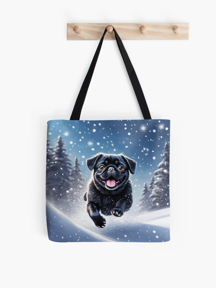 Snow Black Pug Tote Bag | Redbubble (US)