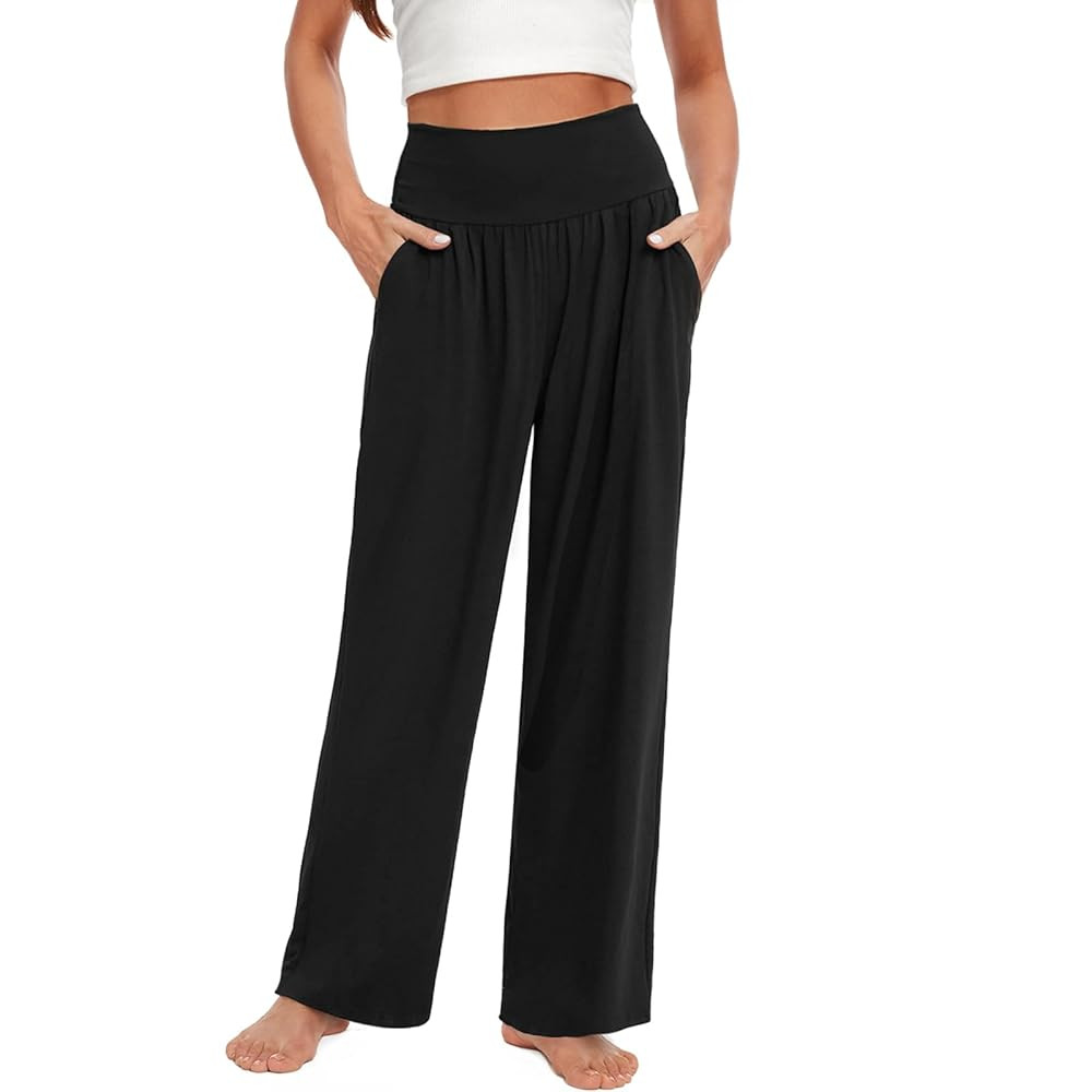 iniber Women's Wide Leg Casual Loose Lounge Pants Yoga Sweatpants High Waisted Comfy Pajama Flowy... | Amazon (US)