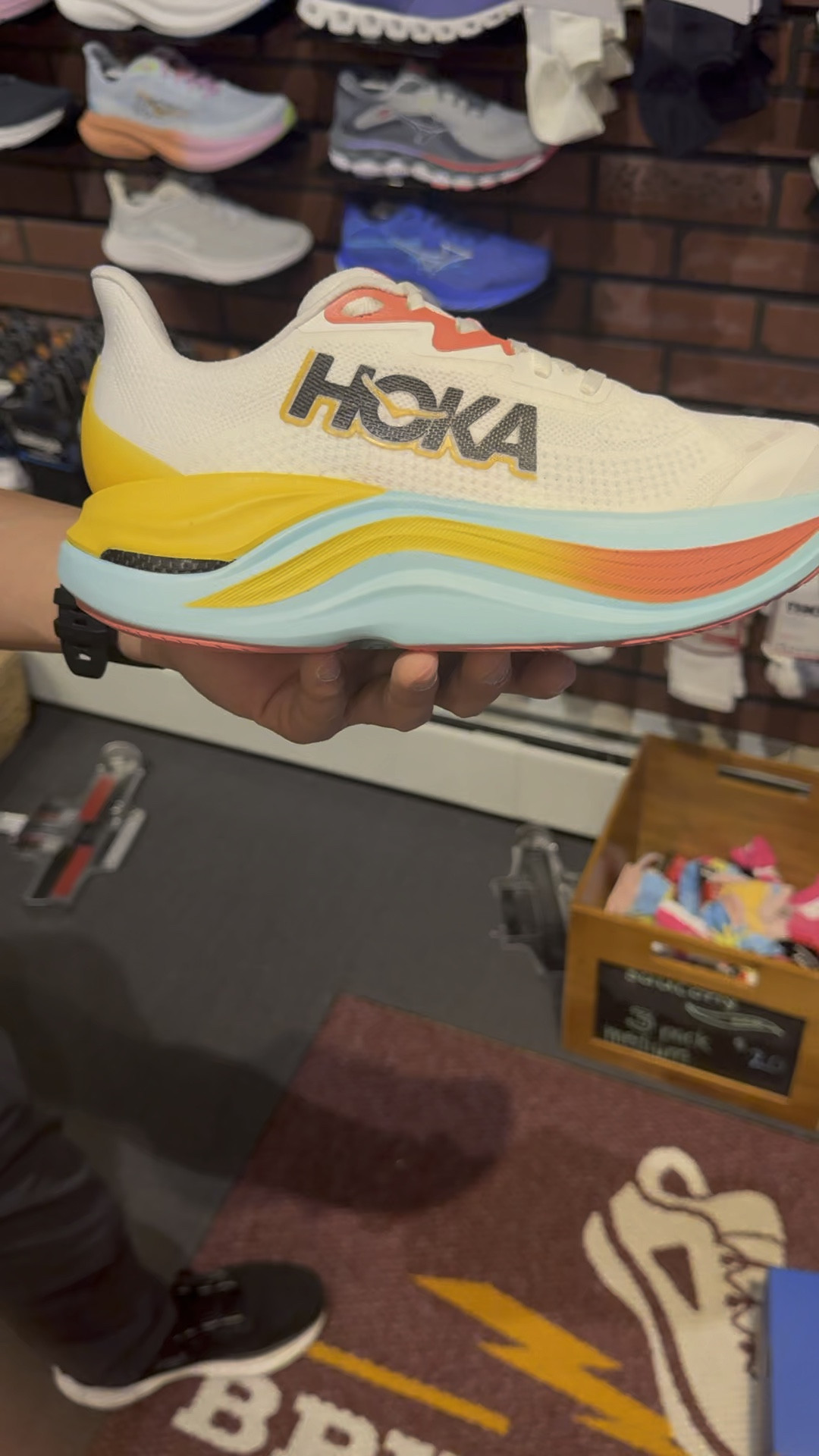 The shoes with the largest foam cushiony sole are these two from Hoka. 

The Bondi SR is made for professionals who are on their feet often.