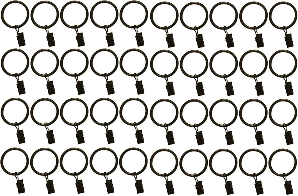 1.5-inch, Set of 40, Black - Metal Curtain Rings with Clips and Eyelets – TEJATAN (Also Known a... | Amazon (US)