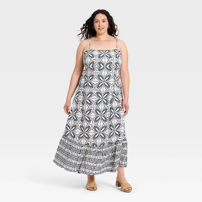 Women's Open-Back Maxi Dress - A New Day™ Cream 1X | Target