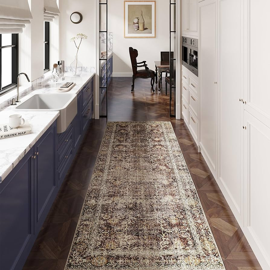 Rust Red Runner Rug 3x8 Vintage Area Carpet Hallway Long Indoor Kitchen Washable Living Room Low ... | Amazon (US)