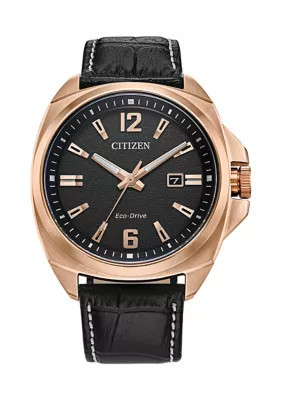 CITIZEN Eco-Drive Men's Sport Luxury Black Leather Strap Watch | Belk