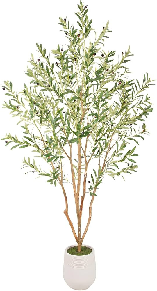 Bellacat 7ft Super Fuller Faux Olive Tree with White Decorative Planter & Multiple Real Wood Trun... | Amazon (US)