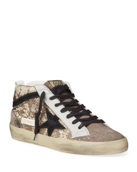 Golden Goose Mid Star Snake-Print Sneakers | Neiman Marcus