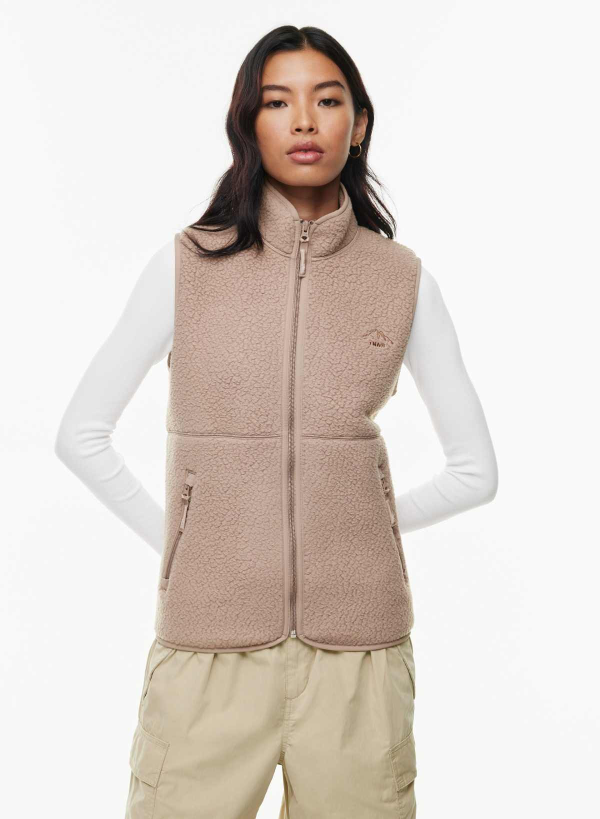 Tna Women's Polartec® Thermal Pro Mockneck Vest in Warm Taupe size 2XS | Aritzia