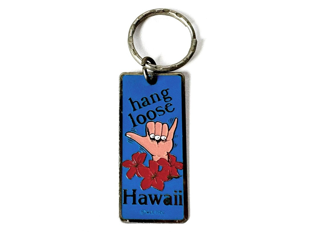 Vintage Hawaii Keychain Key Ring Hang Loose Shaka Aloha Stocking Stuffer Gift Under 20 Dollars Gi... | Etsy (US)