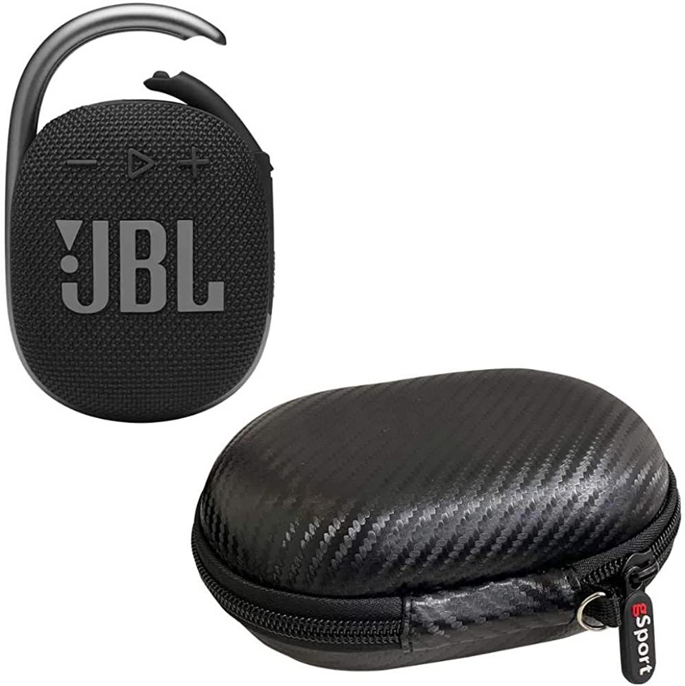 JBL Clip 4 Waterproof Portable Bluetooth Speaker Bundle with gSport Carbon Fiber Case (Black) | Amazon (US)