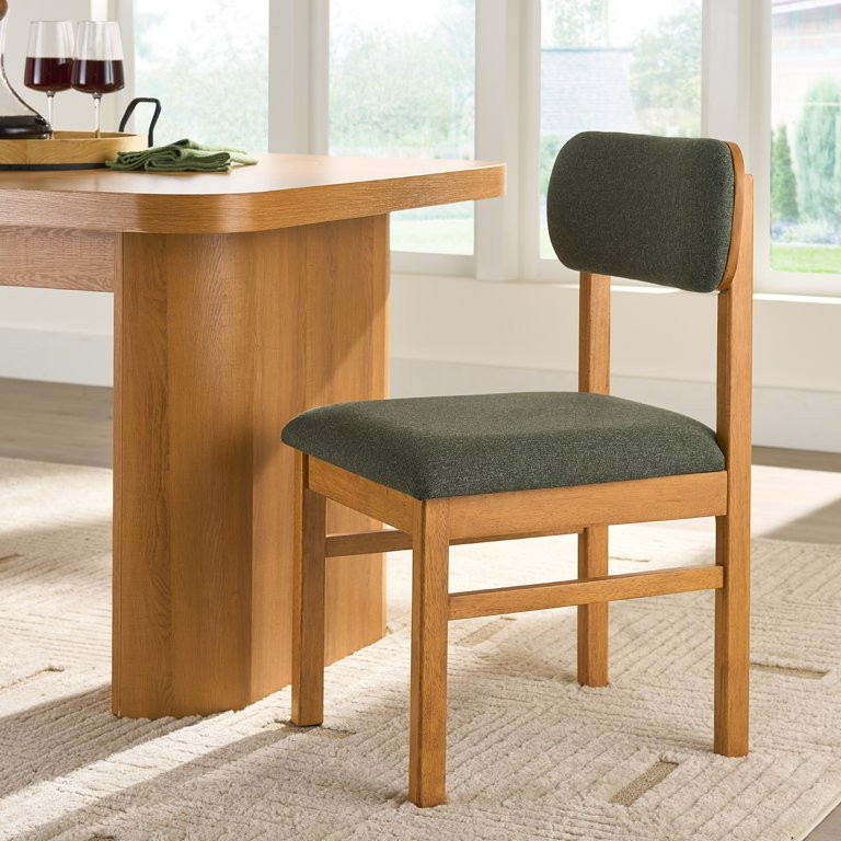 Better Homes & Gardens Juliet Dining Chairs 2 Pack, Light Honey Finish and Olive Green | Walmart (US)