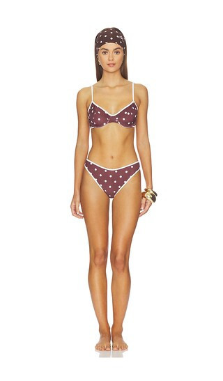 Rowen Rose Bikini Printed Lycra in Brown. - size 42 | Revolve Clothing (Global)