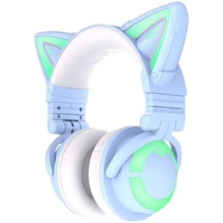 YOWU RGB Cat Ear Headphone 3S Wireless Bluetooth 5.0 Foldable Gaming Headset with Built-in Mic & Cus | Amazon (US)
