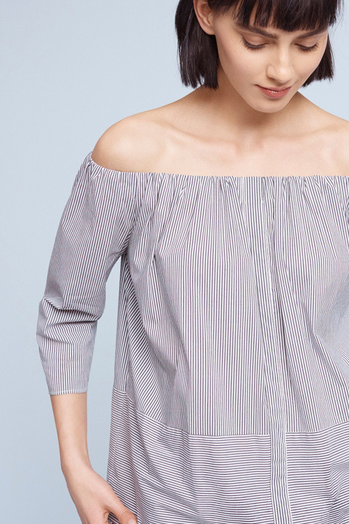 Striped Poplin Off-The-Shoulder Blouse | Anthropologie (US)