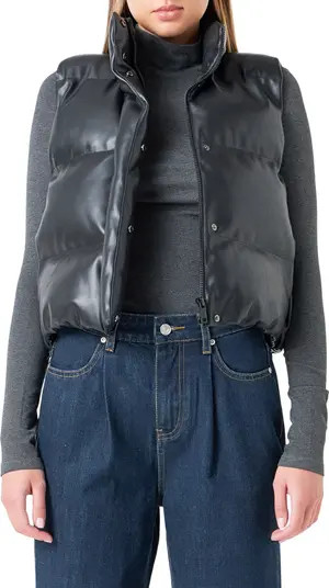 Faux Leather Crop Puffer Vest | Nordstrom