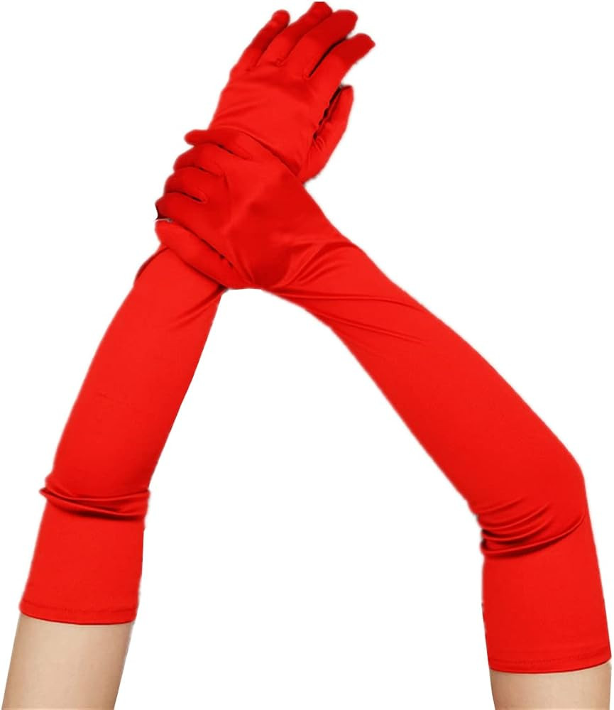 KuFit Women 21 Inches Long Evening Black White Mittens Party Stretchy Dress Gloves | Amazon (US)