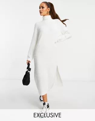 Missguided knitted roll neck midaxi dress in white | ASOS | ASOS (Global)