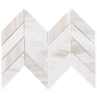 Pietra Divina Calacatta Dolomiti Polished 14 in. x 14 in. Marble Chevron Mosaic Tile (1.11 sq. ft... | The Home Depot