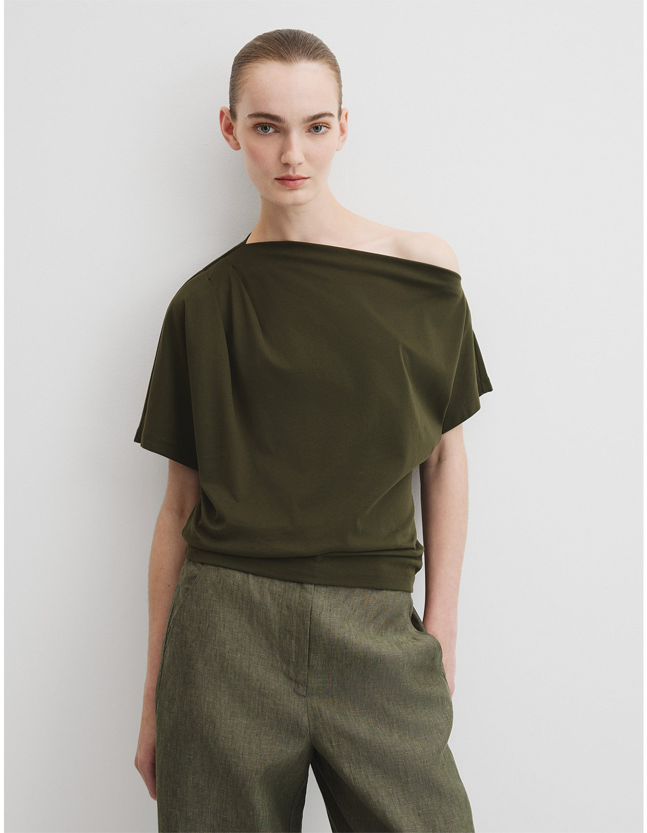 Australian Cotton One Shoulder T-Shirt | David Jones (Australia & New Zealand)