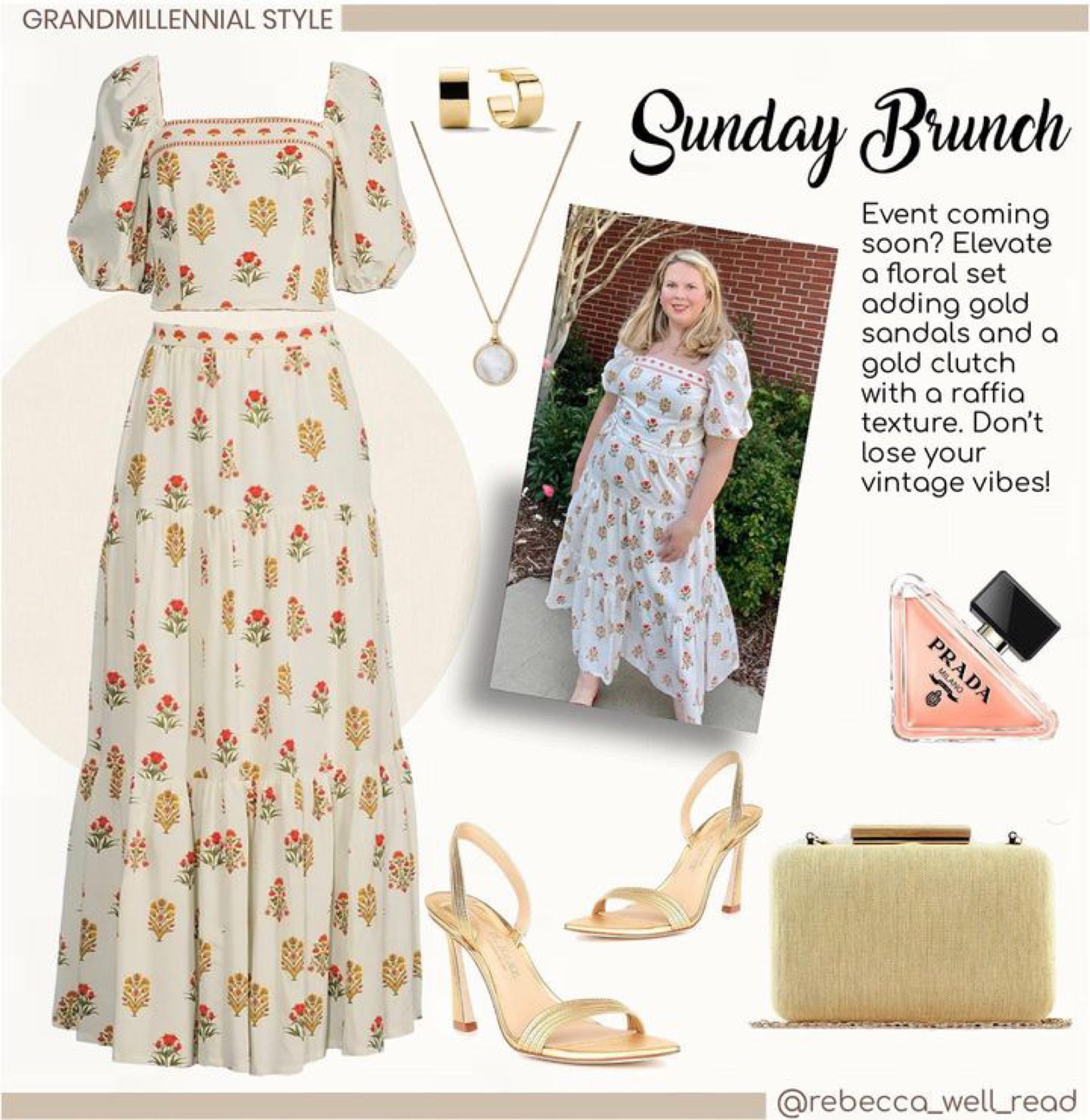 Partnered with outfits_by_a_sumflower_1982 to recreate some of my favorite summer looks. Grandmillennial spring style with coordinating floral top and maxi skirt. Gold sandals. Raffia clutch. Perfect outfit for Sunday brunch and great Mother’s Day gift ideas

#LTKGiftGuide #LTKcurves #LTKstyletip