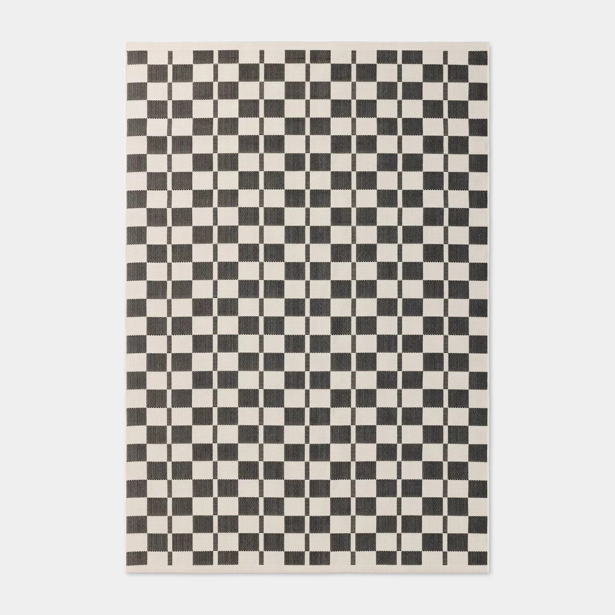 4'x6' Check Rectangular Woven Outdoor Area Rug Black - Room Essentials™ | Target