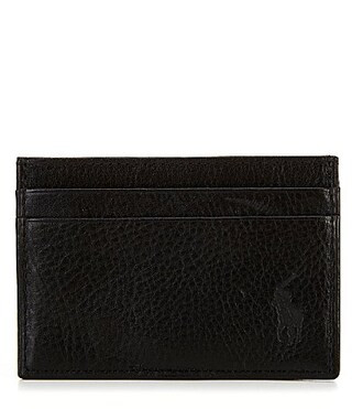 Polo Ralph Lauren Pebbled Leather Card Case With Money Clip - Black | Dillard's