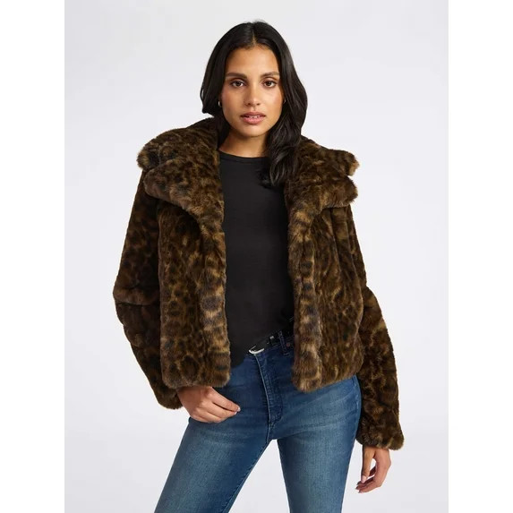 Sofia by Sofia Vergara Women's and Women's Plus Size Faux Fur Chubby Jacket, Sizes XS-4X | Walmart (US)