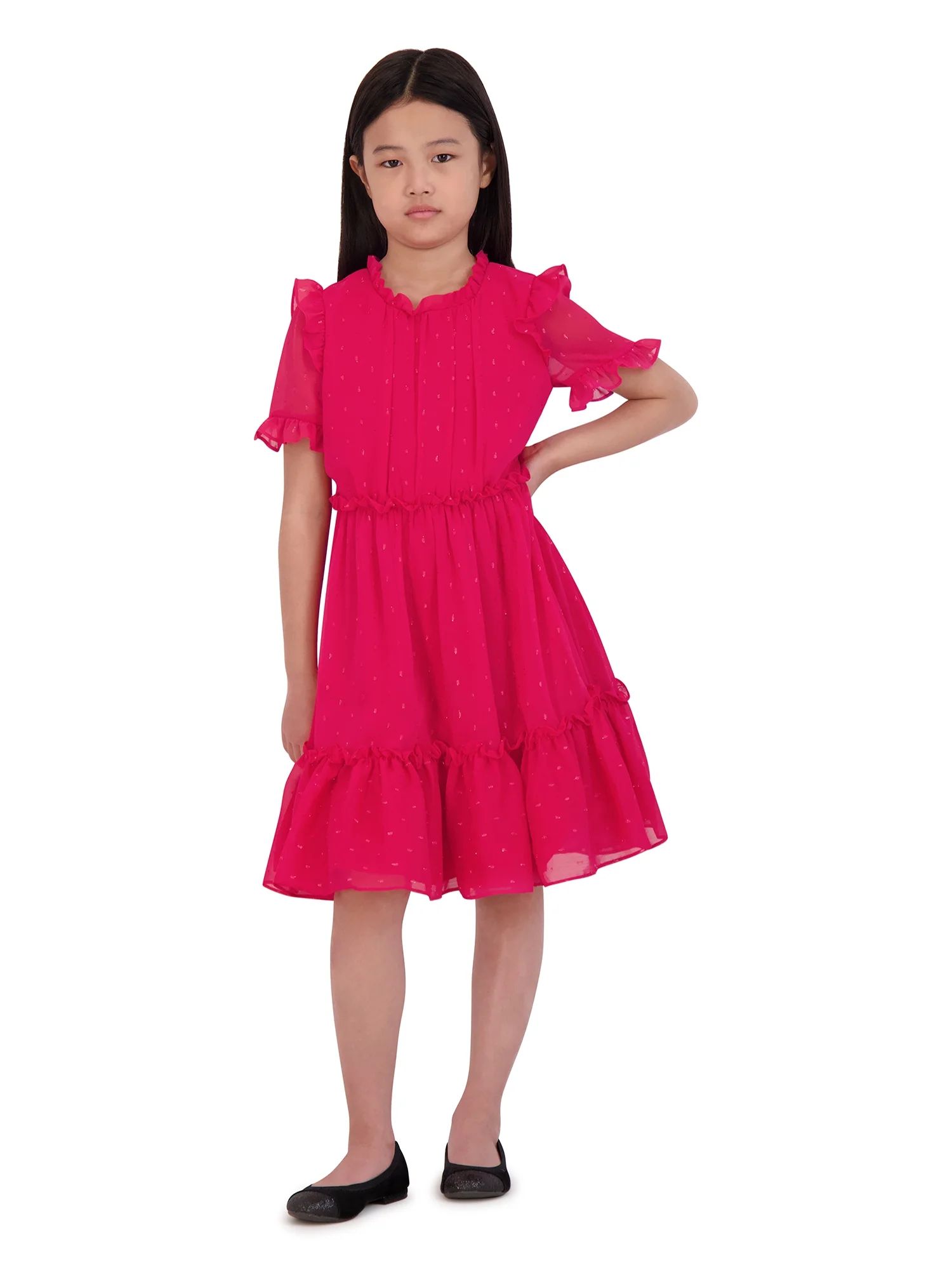 Wonder Nation Girls Metallic Solid Dress, Sizes 4-18 & Plus - Walmart.com | Walmart (US)