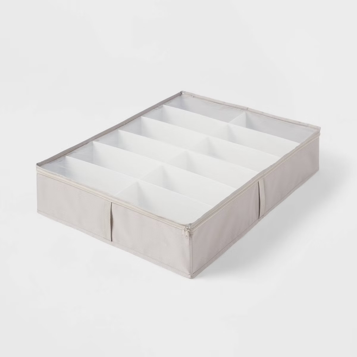 Underbed Fabric Shoe Storage Gray - Brightroom™: Polyester Organizer with Dividers, 12-Pair Cap... | Target