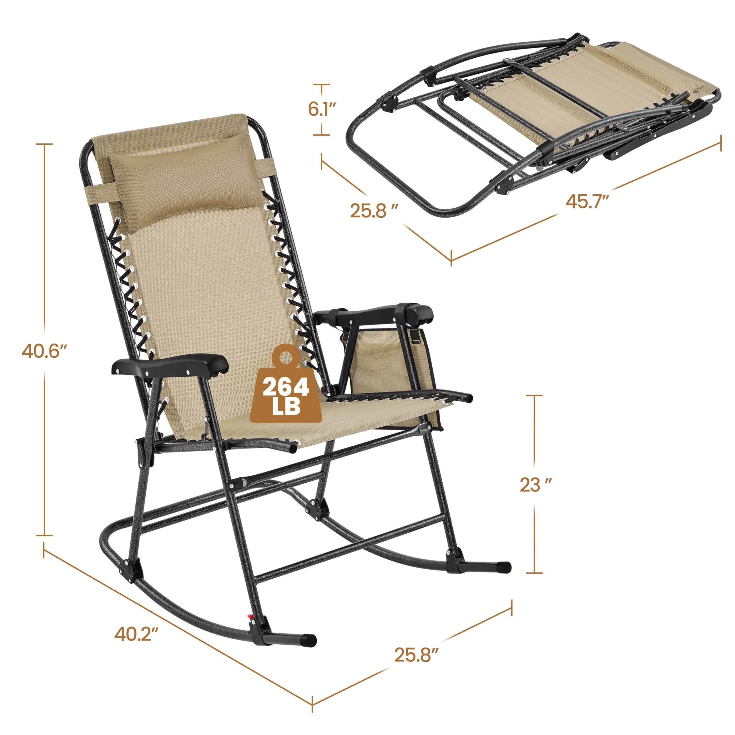 Yaheetech 26in Rocking Chair Outdoor Zero Gravity Folding Chairs Rocking Chairs Foldable Outdoor ... | Amazon (US)