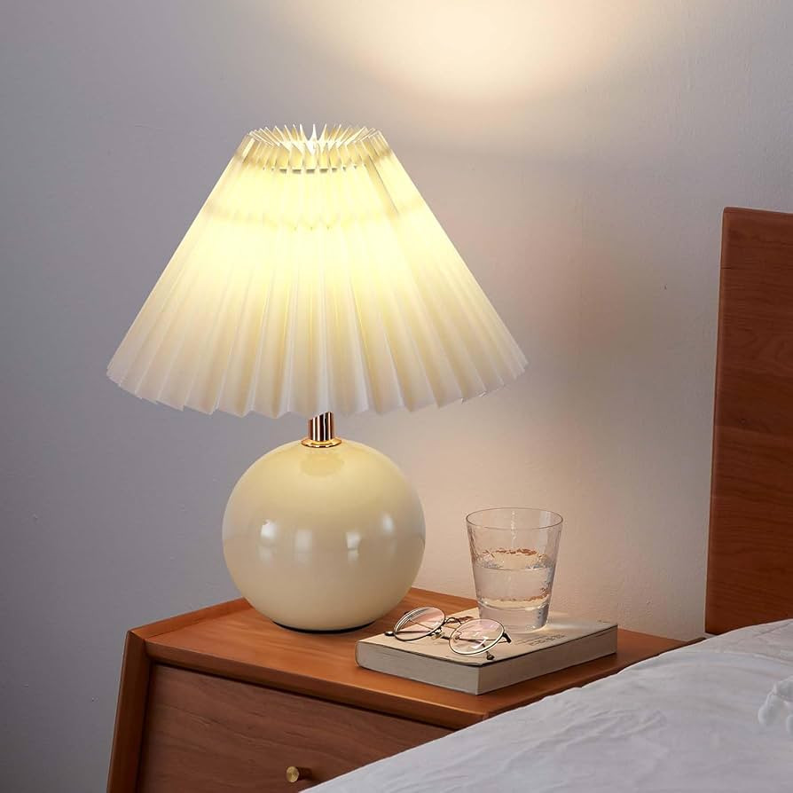 JUHOM Small Table Lamps for Bedside Table Lamp bedrooms Textured Ceramic Small Lamps for Living R... | Amazon (US)