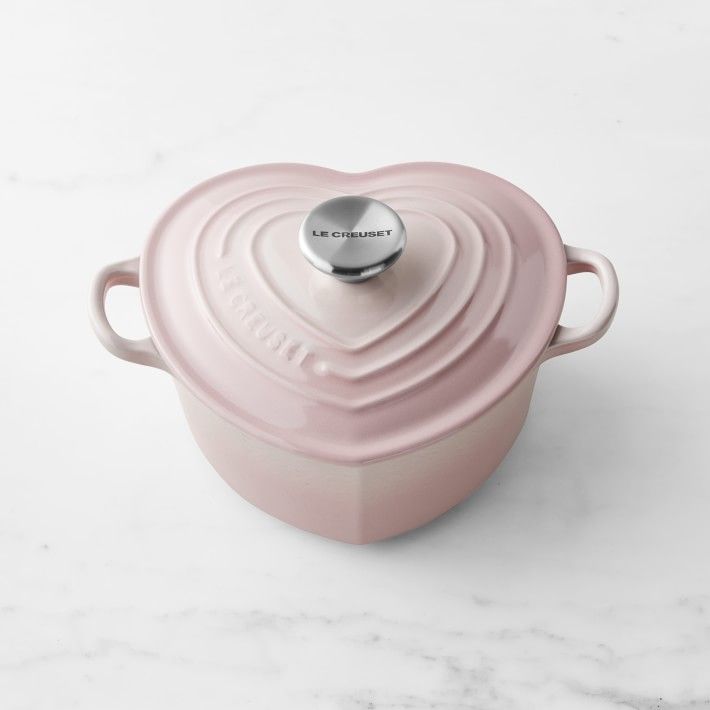 Le Creuset Figural Heart Cocotte, 2-Ot., Shell Pink with Stainless Steel Knob | Williams-Sonoma