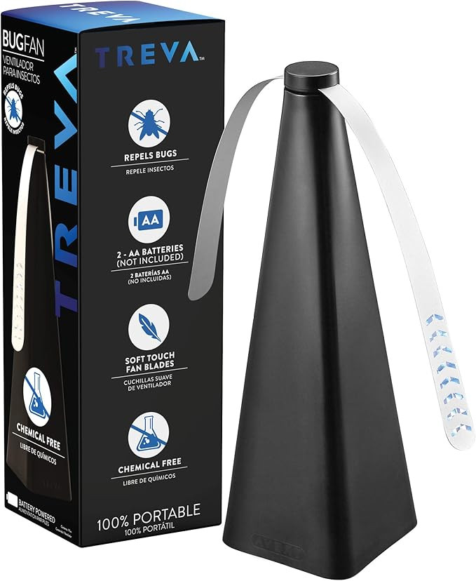 Treva Chemical-Free Table Top Bug Repellent/Deterrent Fan with Holographic Blades, Black (1 Pack) | Amazon (US)