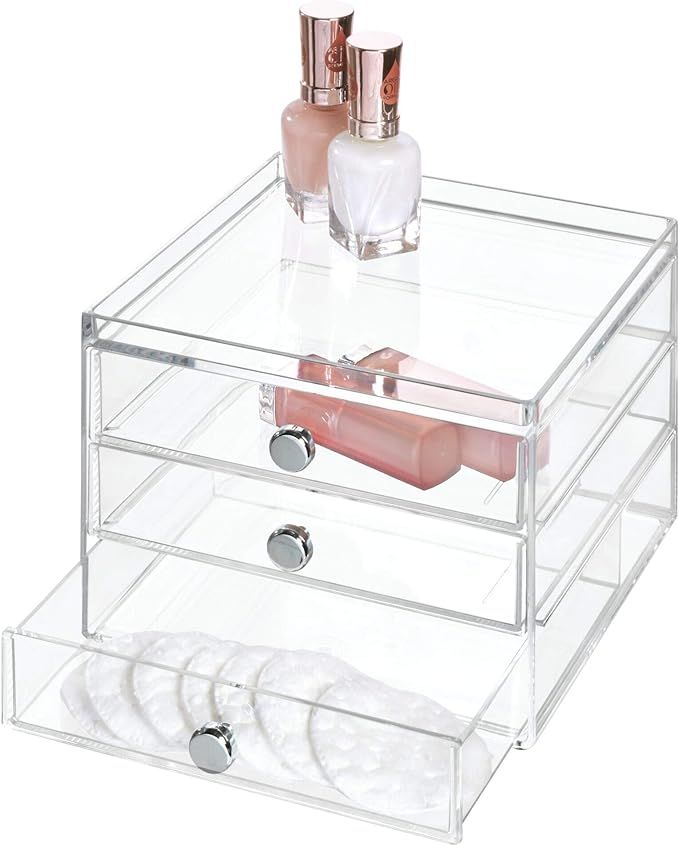 iDesign 3 Plastic Vanity, Compact Slim Storage Organization Drawers Set for Cosmetics, Dental Sup... | Amazon (US)