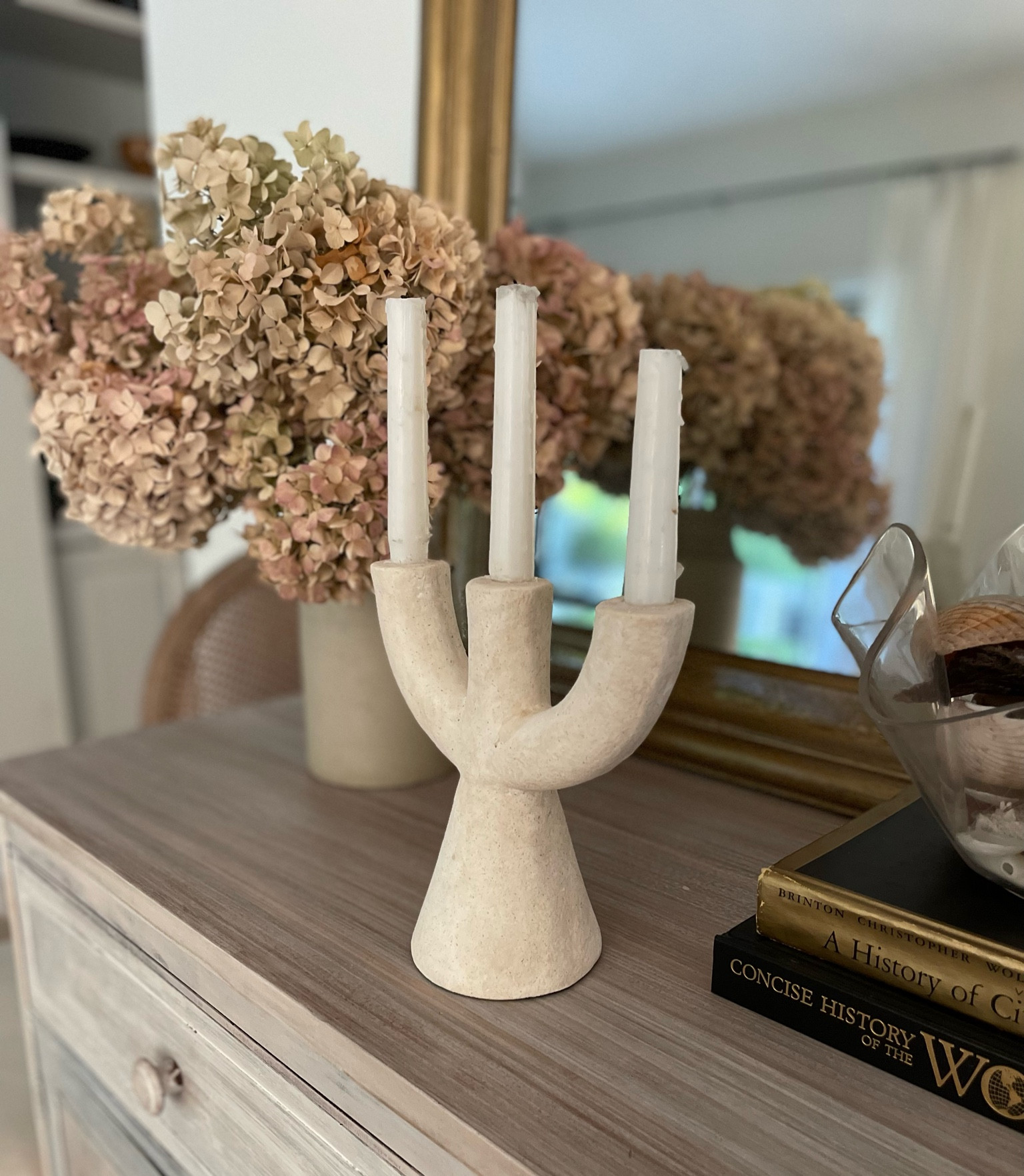 Ceramic candelabra, candelabra, decor, Fall home decor, dried hydrangea, Summer to Fall transition

#LTKunder50 #LTKhome #LTKSeasonal