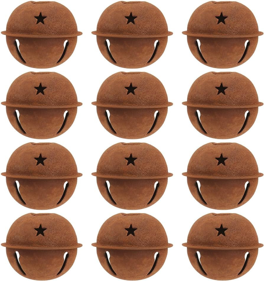 SUPVOX 12pcs Rusty Metal Bells Christmas Jingle Bells with Star Cutouts for Christmas Holiday Cra... | Amazon (US)