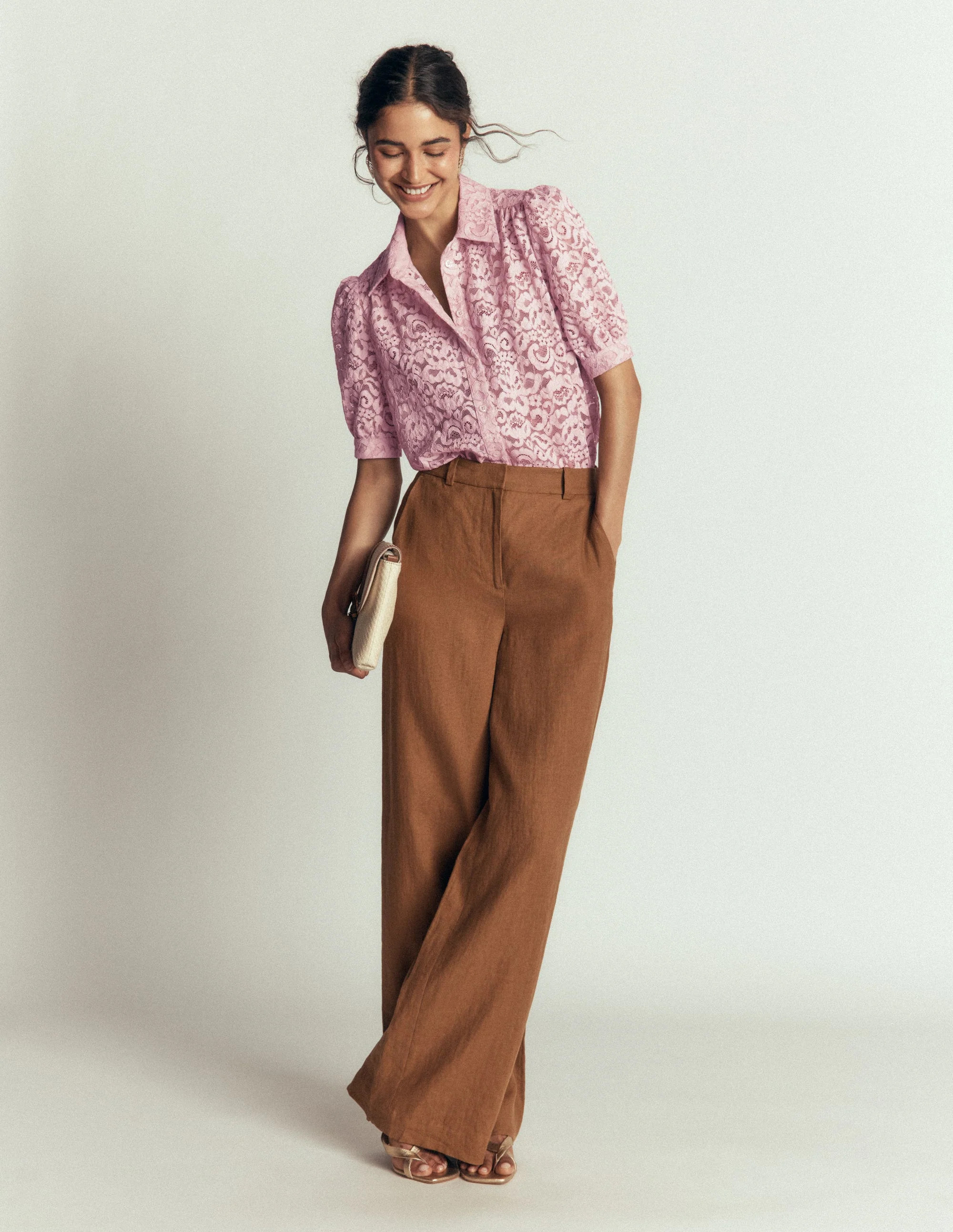 Penelope Lace Shirt-Pink Violet | Boden UK